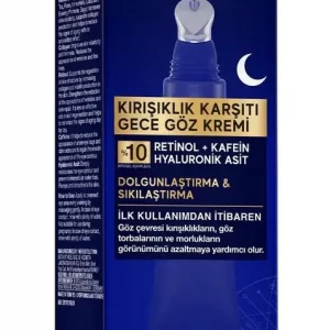 Bioxcin Age Reverse Oogcrème – Nachtcrème tegen Rimpels met Retinol, Cafeïne & Hyaluronzuur – Anti-Aging & Versteviging – 15 ml – Dermatologisch Getest