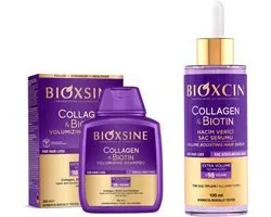 BIOXCIN Collagen & Biotin Volumizing Shampoo 300ml + Volume Serum 100ml – Voor Dikker, Vollere & Sterker Haar – Tegen Haaruitval – Geschikt voor Alle Haartypes – Dermatologisch Getest