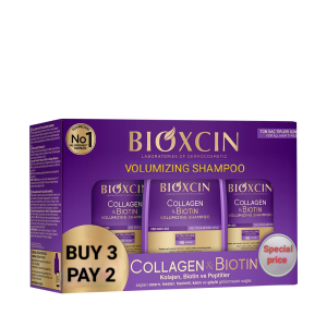 Bioxcin Volumizing Shampoo 3-Pack – Collageen & Biotine tegen Haaruitval – 3x300ml – Extra Volume & Versterking – Voor Alle Haartypen