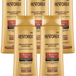 RESTOREX 7 X Bio-Oil Complex voedende Shampoo (5Stuks)2500 ml – Met 7 voedende oliën
