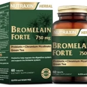 Nutraxin Bromelaïne Forte – 750 mg – 60 Tabletten – Natuurlijk Enzym Supplement – Spijsvertering & Ontstekingsremming – Vegan – 2 Maanden Gebruik