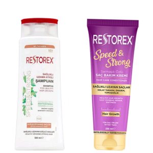 Restorex - Speed & Strong Haarverzorging set - Shampoo 500ml + haarconditioner 250 ml- voor droog haar - Herbal shampoo - Bio shampoo - Conditioner - haarverzorging
